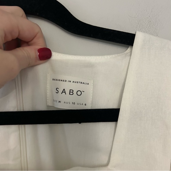 SABO Skirt Ilana White Long Sleeve Cut Out Linen Mini Dress - Picture 6 of 8